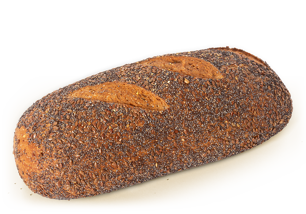 לחם מחמצת כוסמין עם זרעי פשתן ופרג